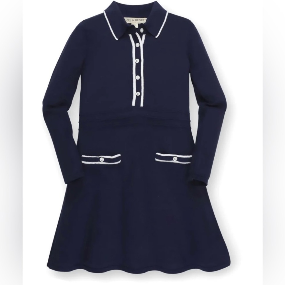 Hope & Henry Tipped Button Front Sweater Dress size 18-24 months EASTER OUTFIT